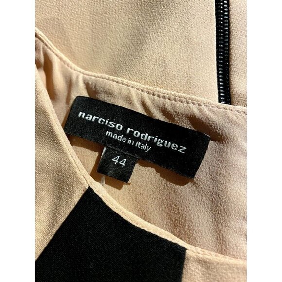 Narciso Rodriguez Light Camel Beige Geometric  Print Sleeveless Sheath Dress 44 - Picture 4 of 5